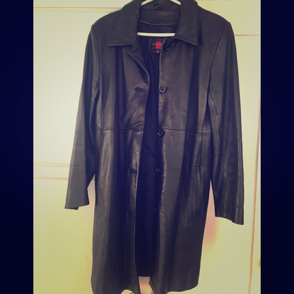 Quarter length leather coat